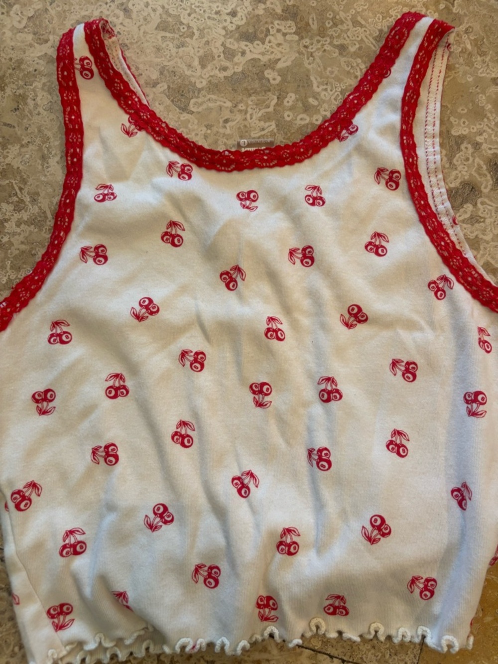 Women’s Red Cherry Print Tank & Short Sleep Set - Picture 5 of 7